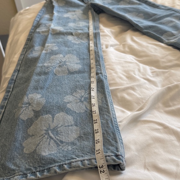 Zara Light Blue Floral Wide Leg Jeans - Picture 5 of 7